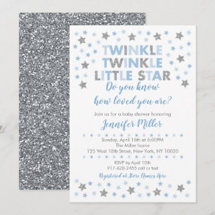 Invitation Baby shower Baby Blue Twinkle Star