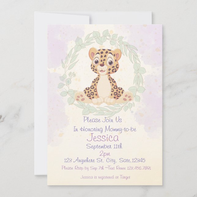 Invitation Baby shower Baby Cheetah (Devant)