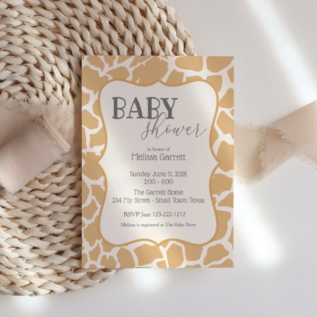 Invitation baby shower | Baby Giraffe Tan (Créateur téléchargé)