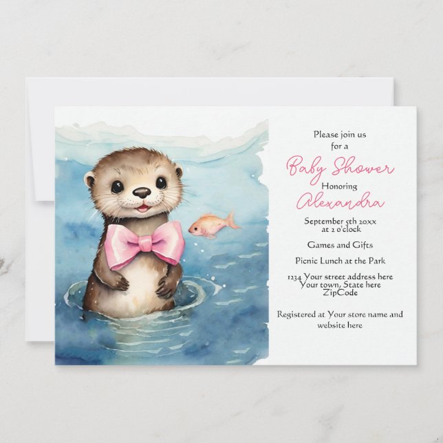 Invitation Baby shower Baby Otter (Devant)