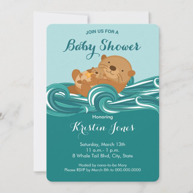Invitation Baby shower Baby Otter (Devant)