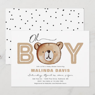 Invitation Baby shower   Baby shower de l'ours