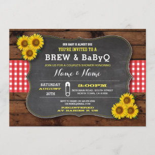 Invitation Baby shower BABYQ et tournesol rouge