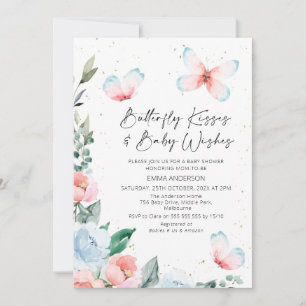 Invitation Baby shower Baisers à papillon rose