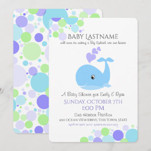 Invitation Baby shower baleine