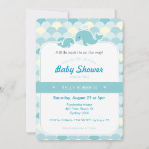 Invitation Baby shower baleine - Turquoise