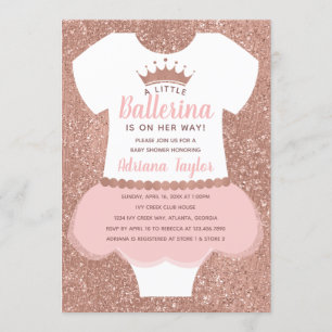 Invitation Baby shower Ballerina Invitation, or Rose