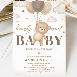 Invitation Baby Shower Ballon Ours Brun