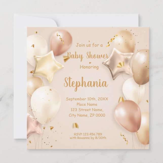 Invitation baby shower Ballons (Devant)