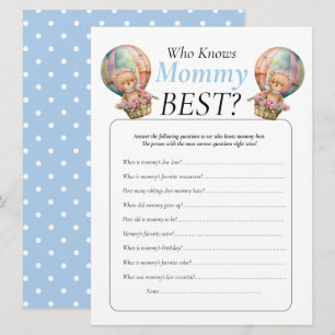 Invitation Baby shower ballons en peluche garçon qui connaît 