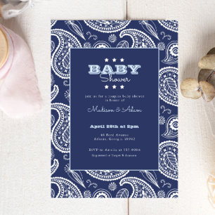 Invitation Baby Shower Bandana Américaine Bleue