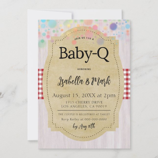 Invitation Baby shower barbecue Baby-Q (Devant)