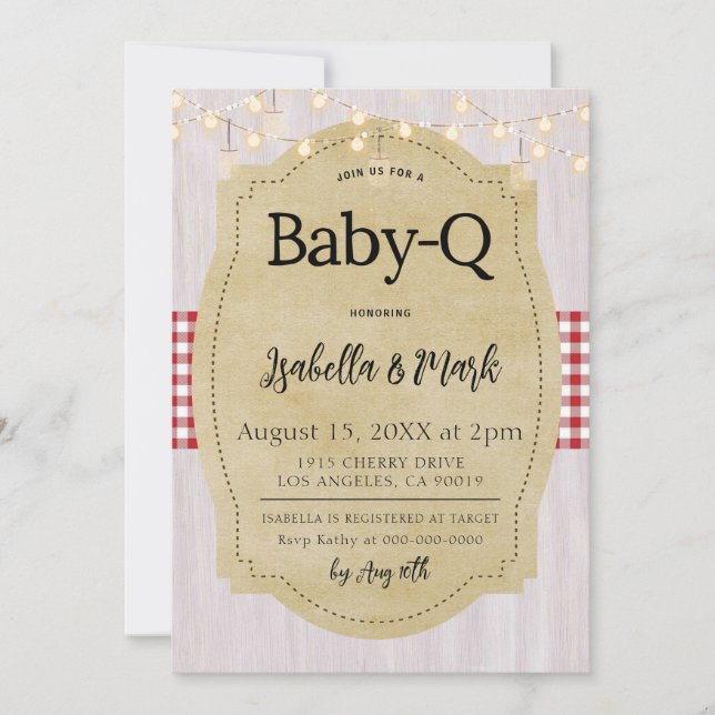 Invitation Baby shower barbecue Baby-Q (Devant)