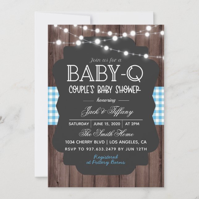 Invitation Baby shower barbecue Baby-Q (Devant)