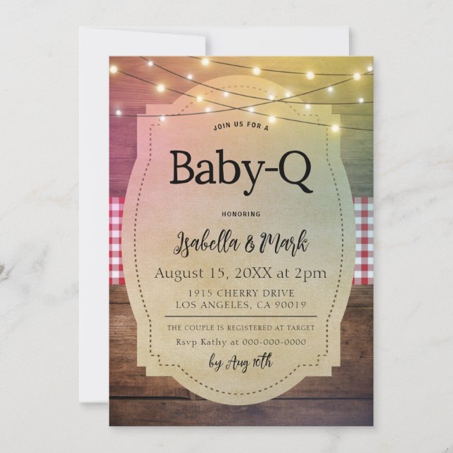 Invitation Baby shower barbecue Baby-Q (Devant)
