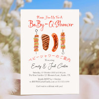 Baby shower barbecue bébé Q Douche rouge En vichy 