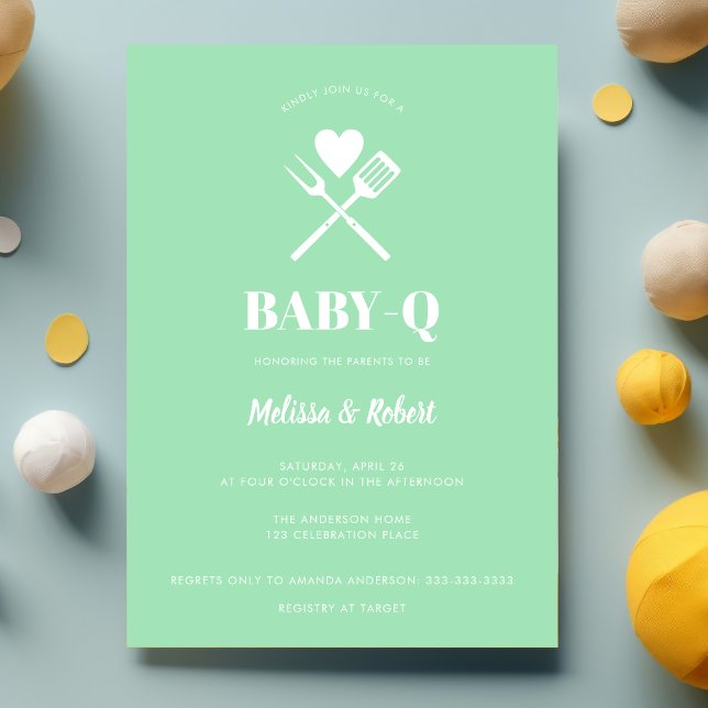 Invitation Baby shower barbecue moderne Simple Mint Green (Créateur téléchargé)