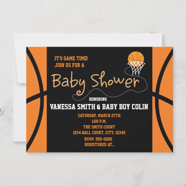Invitation Baby shower BASKETBALL Typographie Partie Invitati (Devant)