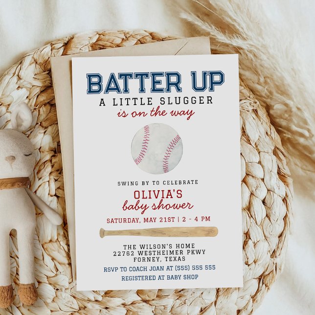 Invitation Baby shower Batter Up Baseball (Créateur téléchargé)