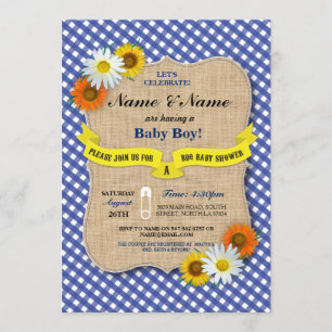 Invitation Baby shower BBQ BaByQ Fleur marguerite