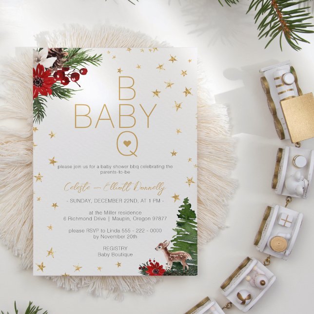 Invitation Baby shower BBQ Blanc de Noël classique simple (Créateur téléchargé)
