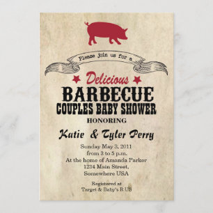 Invitation Baby shower BBQ Couples