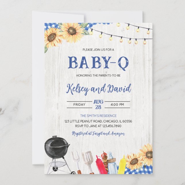 Invitation Baby shower BBQ garçon (Devant)