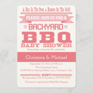 Invitation Baby shower BBQ Pink Baby