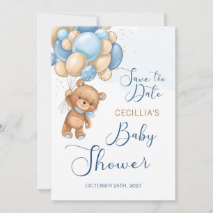 Invitation Baby shower Bear Balloons Enregistrer la date