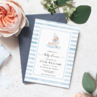Baby shower Bear Bleu Stripe