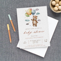 Baby shower Bear Cute et Balloons Pastel