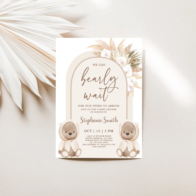 Invitation Baby shower Bear Twins (Créateur téléchargé)