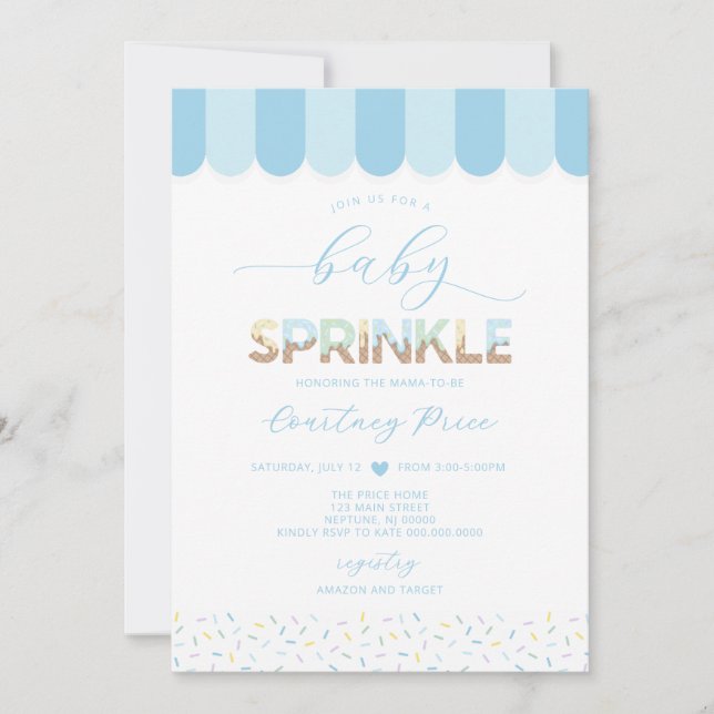 Invitation Baby shower Bébé bleu (Devant)