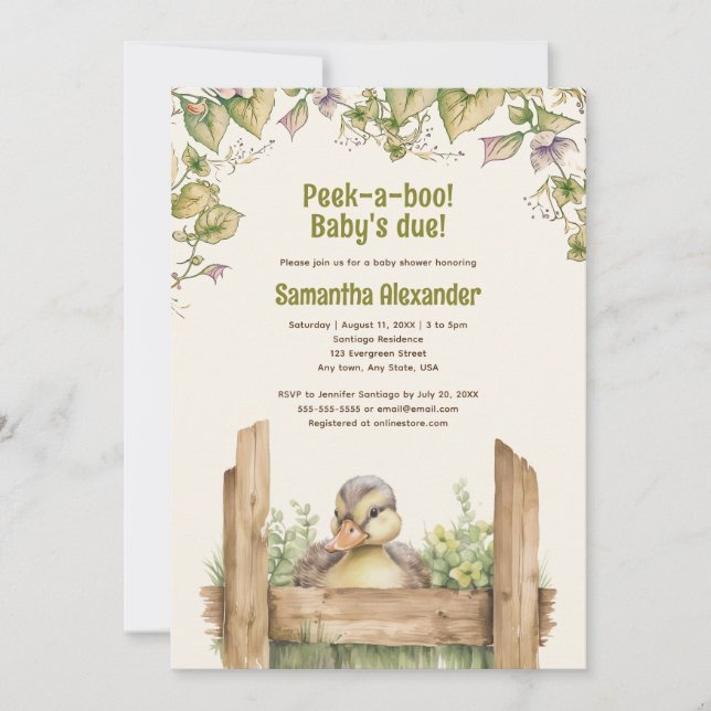 Invitation Baby shower bébé canard (Devant)