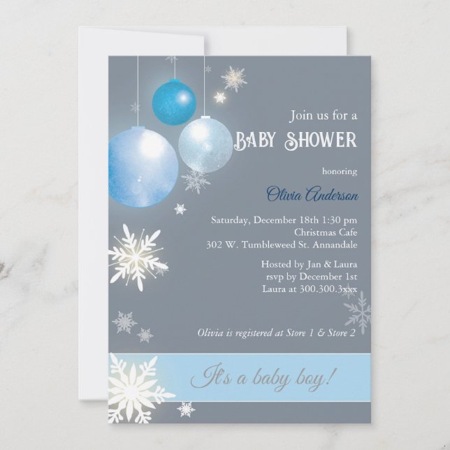 Invitation Baby shower bébé de Noël (Devant)