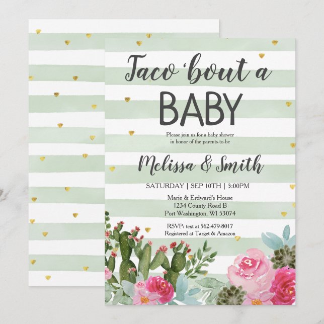 Invitation Baby shower bébé de Taco Bout (Devant / Derrière)