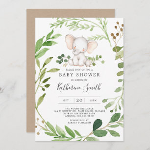 Invitation Baby shower bébé éléphant