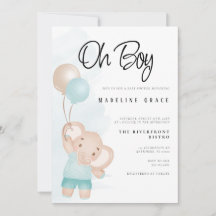 Invitation Baby shower bébé éléphant