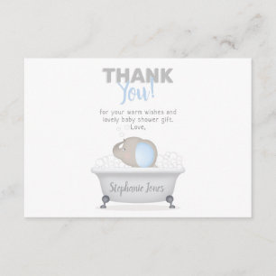 Invitation Baby shower bébé éléphant bulle  garçon de bain