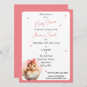 Invitation Baby shower bébé fille poussette