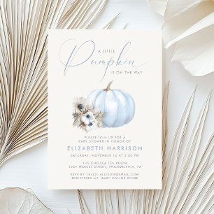 Invitation Baby Shower Bébé Garçon Petite Citrouille Bleue Au