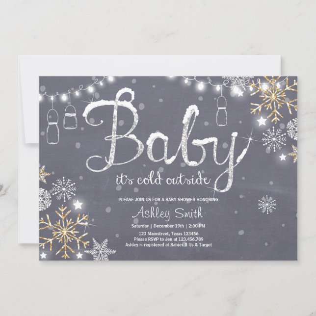 invitation Baby shower Bébé il fait froid dehors A (Devant)