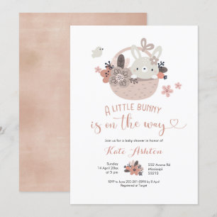 Invitation Baby Shower Bébé Lapin Boho en route