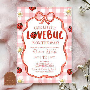 Invitation Baby Shower Bébé Lovebug Rouge à Carreaux