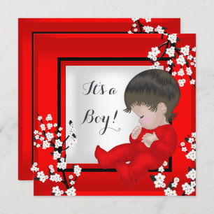 Invitation Baby shower Bébé mignon Garçon rouge Blossom C