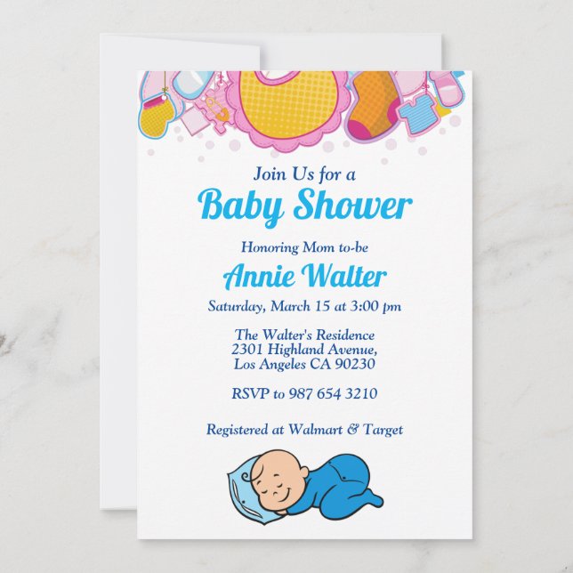 Invitation Baby shower bébé mou (Dos)