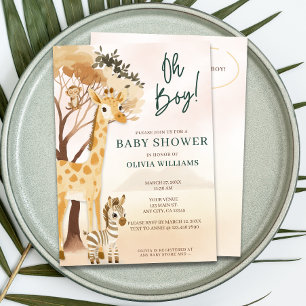Invitation Baby shower bébé Safari mignonne