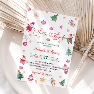 Invitation Baby Shower Bébé Santa d'Hiver