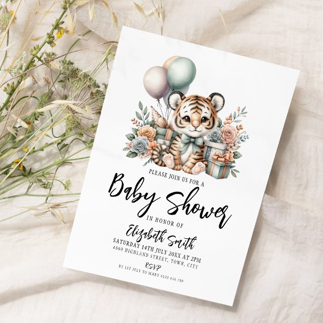 Invitation Baby shower bébé tigre (Créateur téléchargé)