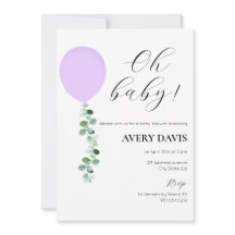 Invitation baby shower, Bébée, Ballons violets